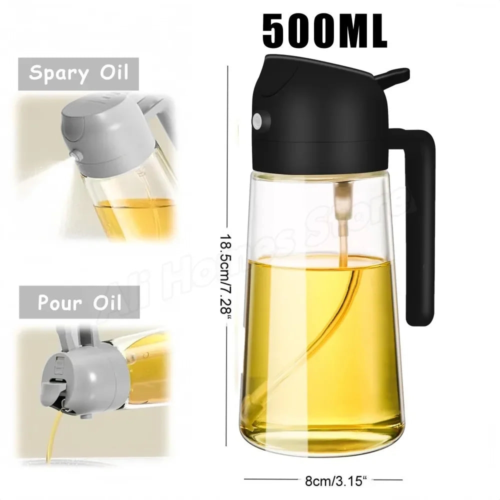 Distributeur d’Huile 2-en-1 500 ml – Spray & Verseur Cuisine