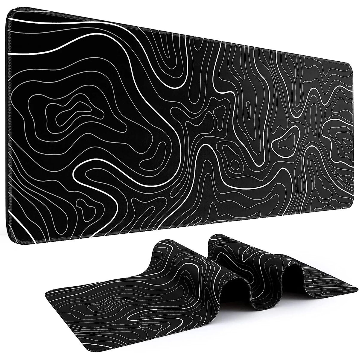 Tapis de Souris Design Carte de Montagne Noir & Blanc – Bureau Moderne