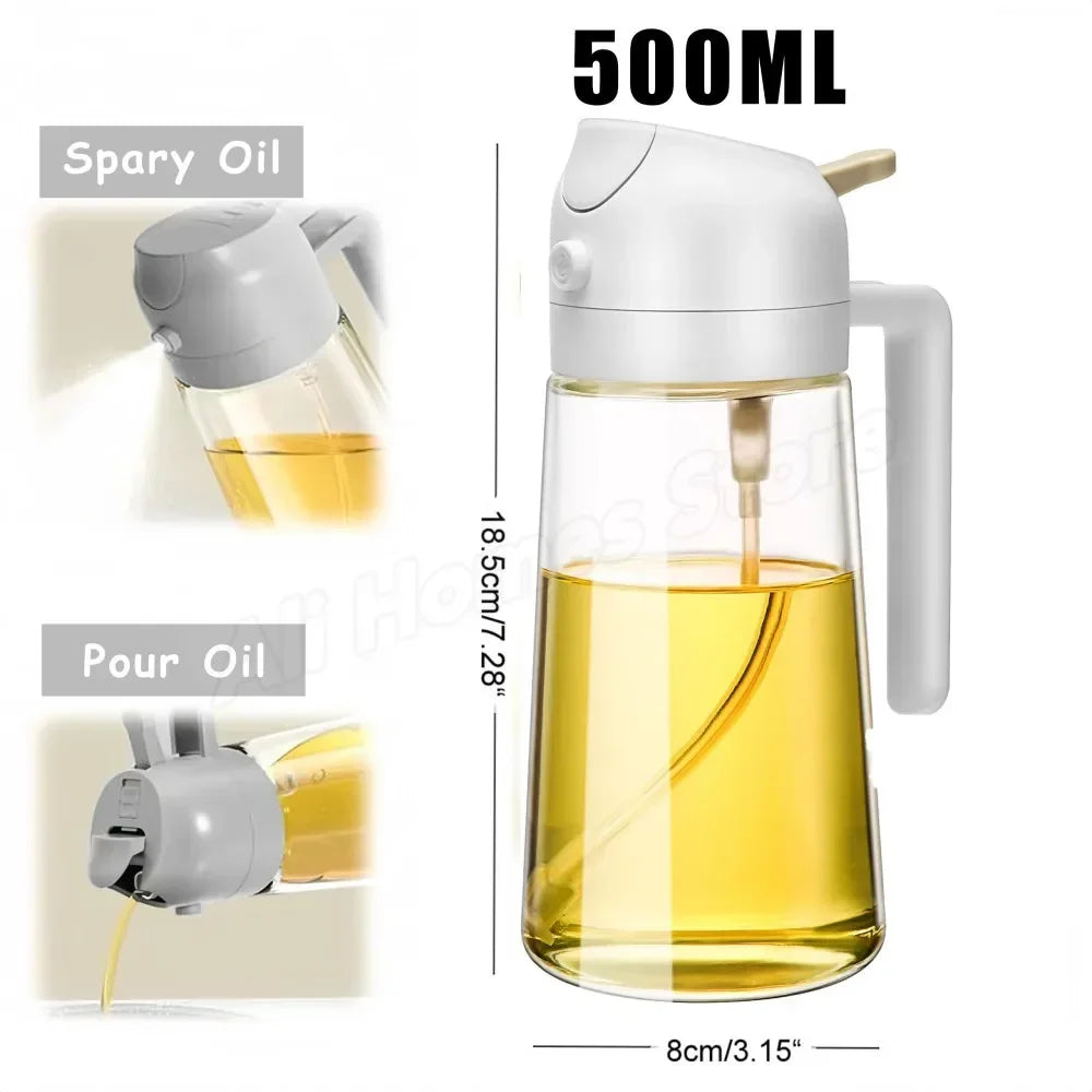 Distributeur d’Huile 2-en-1 500 ml – Spray & Verseur Cuisine